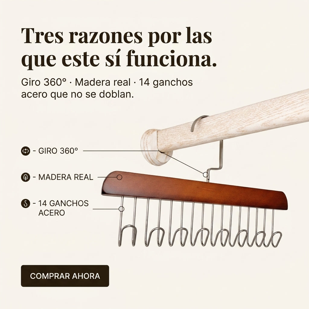 Closet 360® x2 PERCHERO DE MADERA - id21636 — vista 3